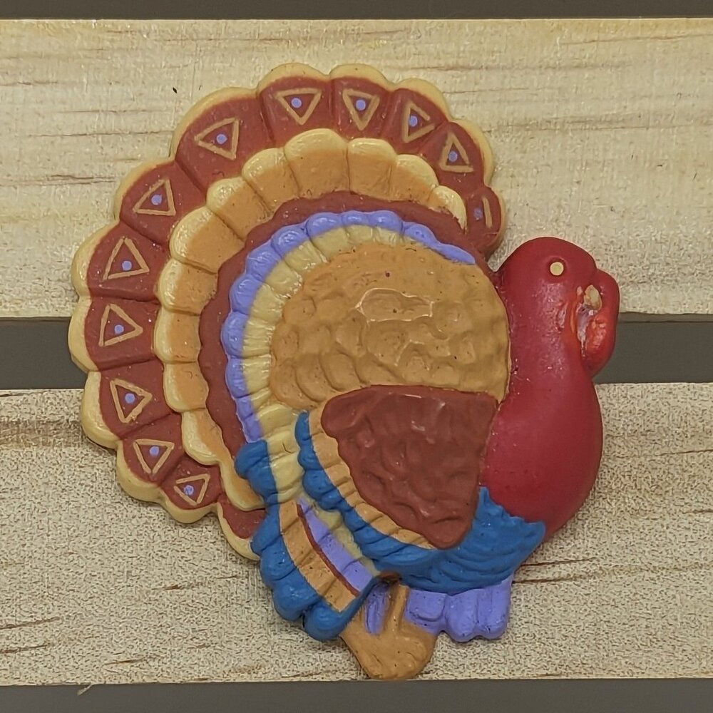Hallmark Vintage Turkey Brooch Pin Autumn Thanksgiving Accessory